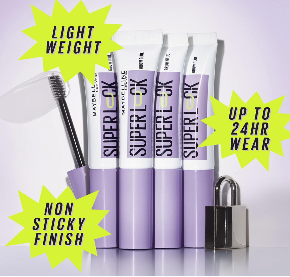 Maybelline Super Lock Brow Glue – Clear Lightweight Eyebrow Gel (24HR Hold)