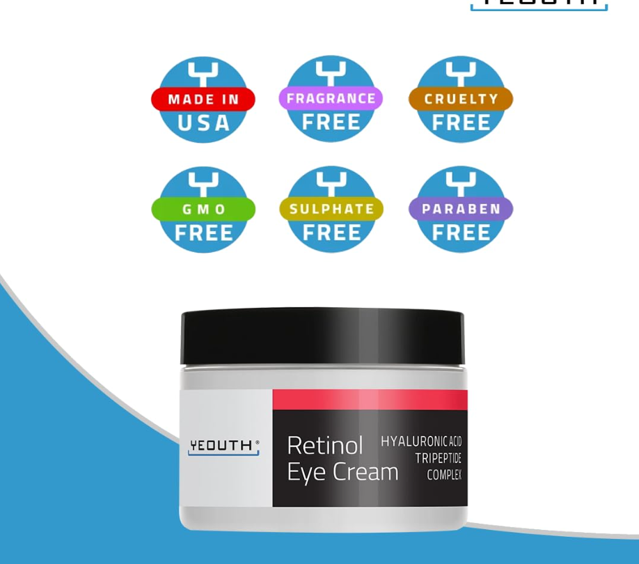 YEOUTH Retinol Eye Cream – Firming Under-Eye Cream with Hyaluronic Acid (1oz)