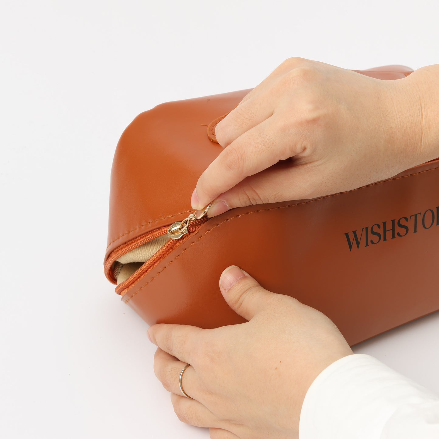 Brown Travel Makeup Bag – Large Waterproof Cosmetic Organizer with Dividers & Handle