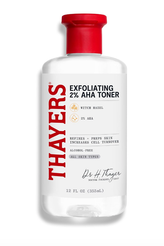 Thayers AHA Exfoliating Toner – 2% Glycolic & Lactic Acid with Witch Hazel (12 fl oz)