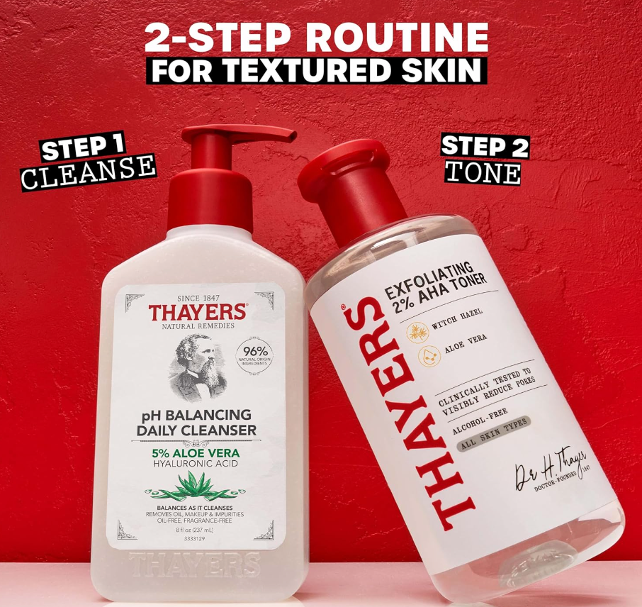 Thayers AHA Exfoliating Toner – 2% Glycolic & Lactic Acid with Witch Hazel (12 fl oz)