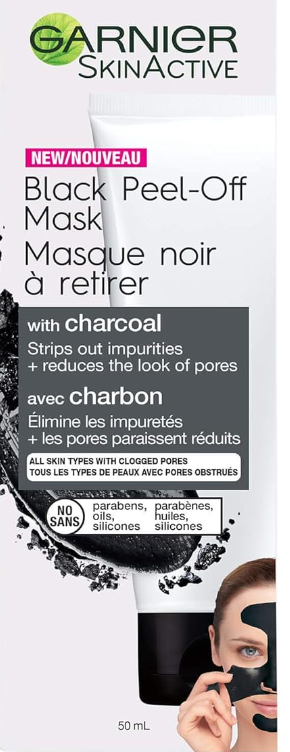 Garnier Charcoal Peel-Off Mask – Deep Cleansing Blackhead Remover (1.7 fl oz)