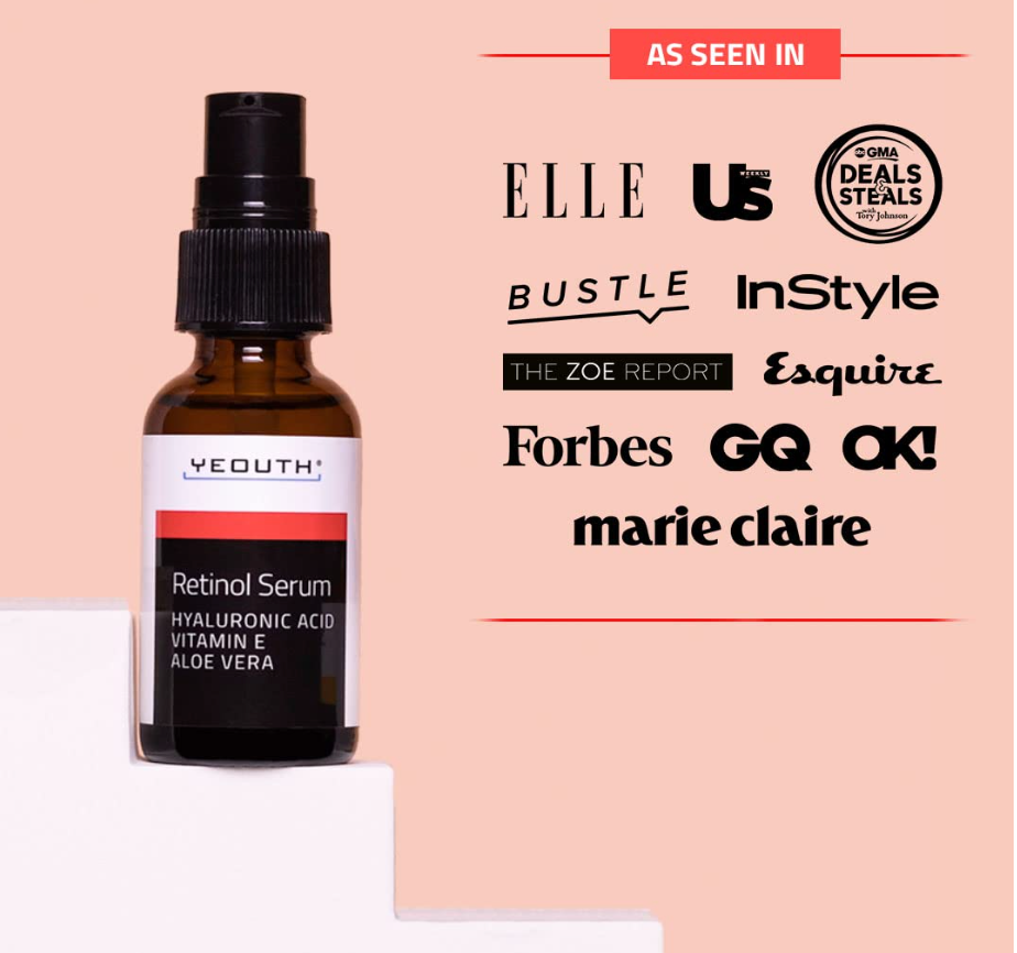 YEOUTH Retinol Serum – Anti-Aging Face Serum with Hyaluronic Acid & Vitamin E (1oz)