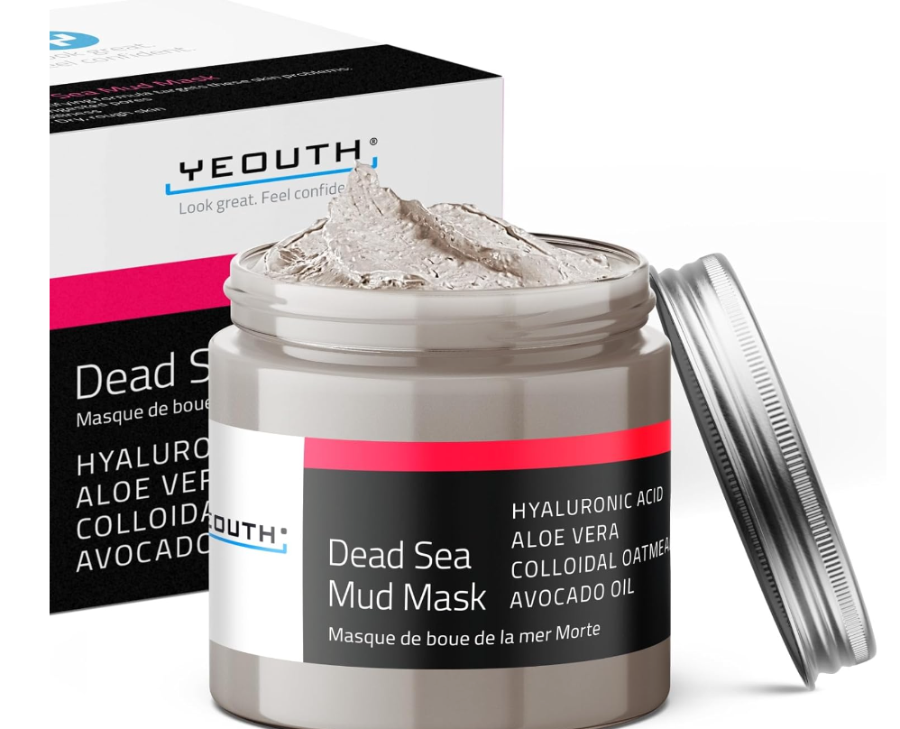 YEOUTH Dead Sea Mud Mask – Purifying Face Mask with Hyaluronic Acid & Avocado Oil (8oz)
