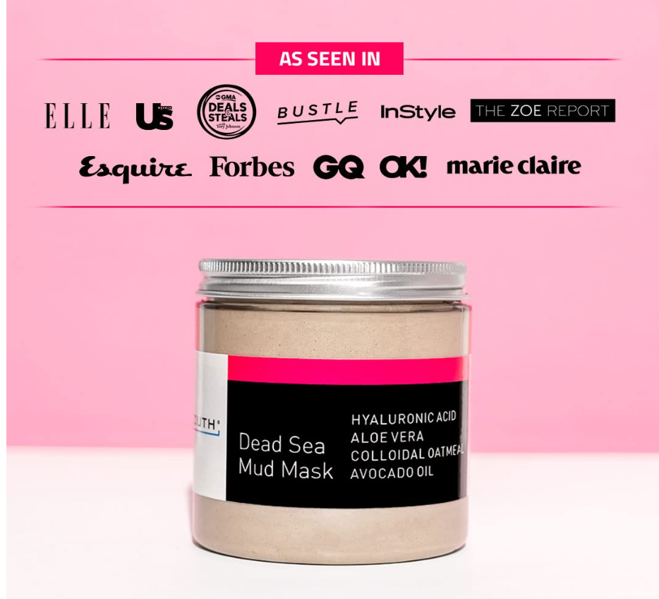 YEOUTH Dead Sea Mud Mask – Purifying Face Mask with Hyaluronic Acid & Avocado Oil (8oz)