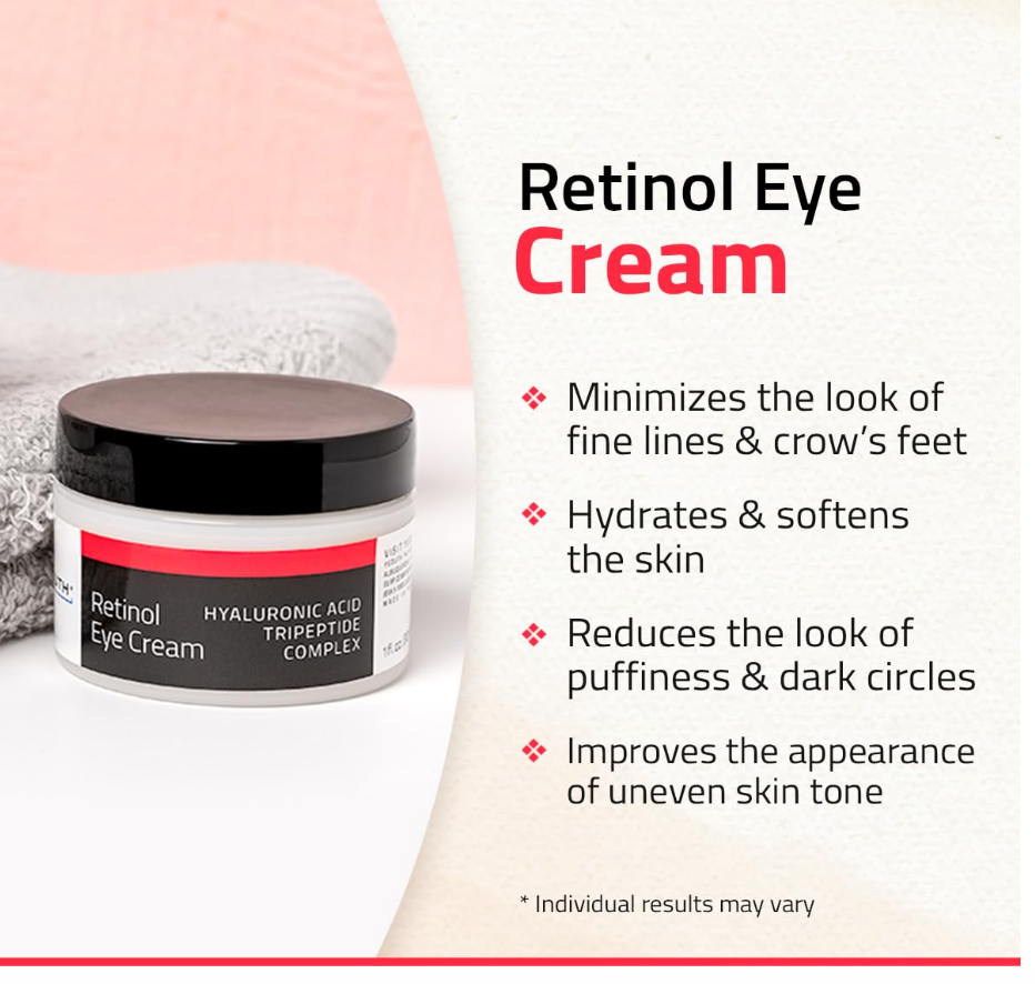 YEOUTH Retinol Eye Cream – Firming Under-Eye Cream with Hyaluronic Acid (1oz)