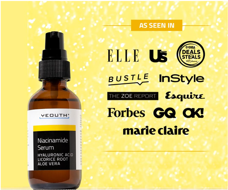 YEOUTH Niacinamide Serum – 10% B3 with Hyaluronic Acid & Aloe Vera (1oz)