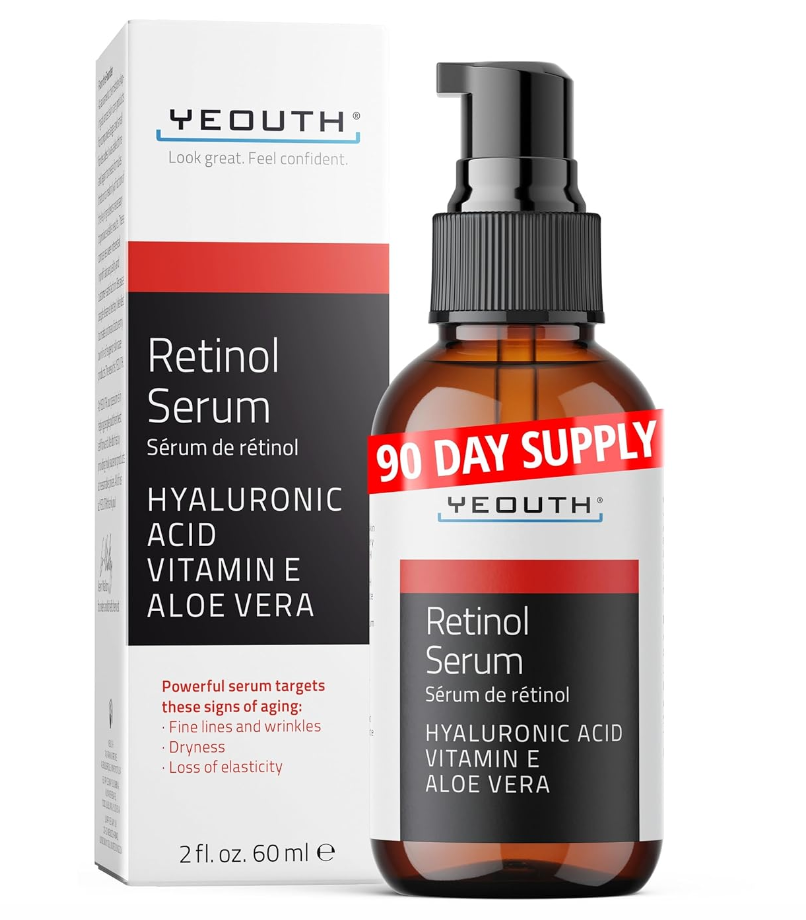YEOUTH Retinol Serum – Hydrating Face Serum with Hyaluronic Acid & Vitamin E (2oz)