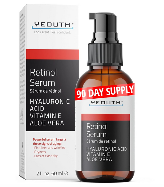 YEOUTH Retinol Serum – Hydrating Face Serum with Hyaluronic Acid & Vitamin E (2oz)