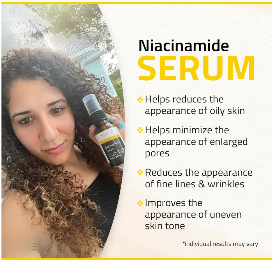 YEOUTH Niacinamide 10% Serum – Hydrating B3 Face Serum with Hyaluronic Acid (2oz)