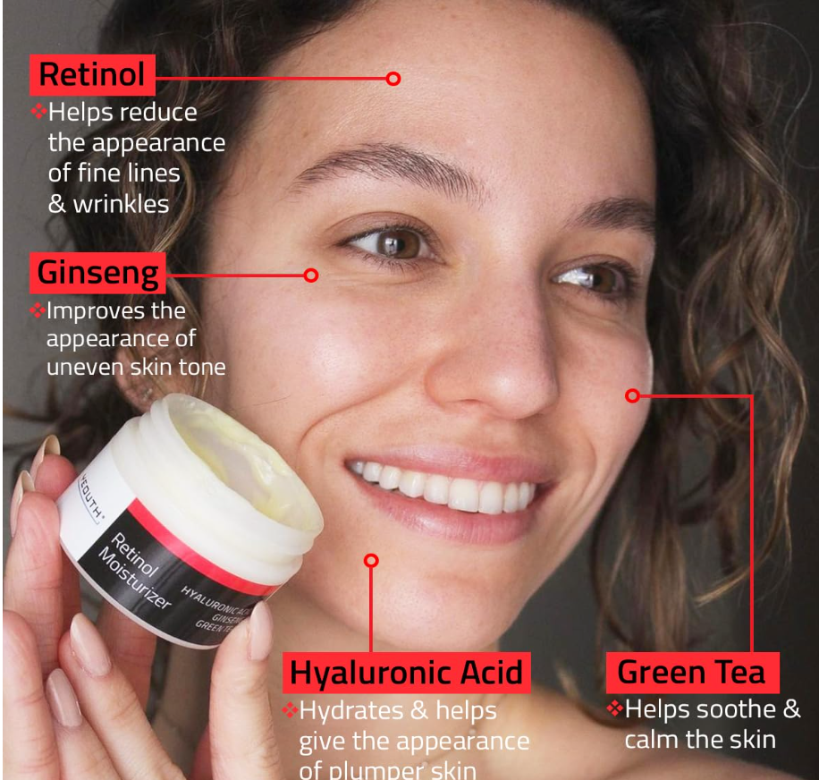 YEOUTH Retinol Face Cream – Hydrating Night Moisturizer with Hyaluronic Acid (4oz)
