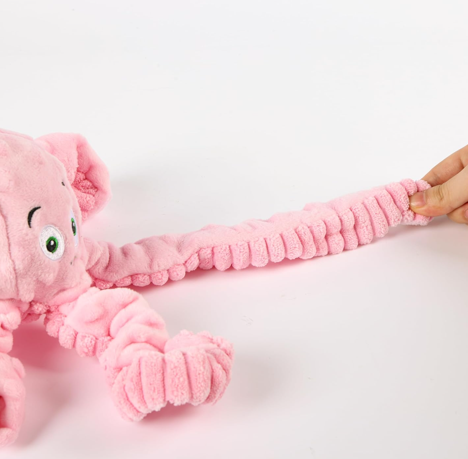 Dog Squeaky Toys Octopus -Tough Plush for Large Medium & Small Dog Toys (Blue)or (Pink )