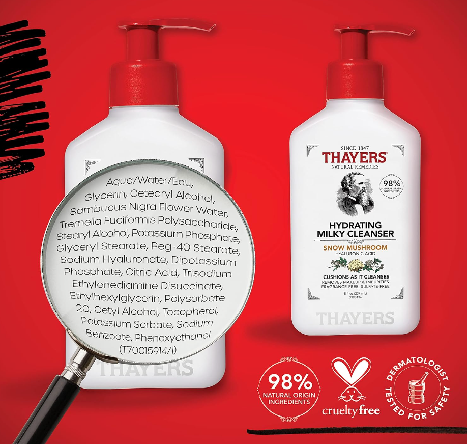 Thayers Milky Hydrating Face Cleanser – Snow Mushroom & Hyaluronic Acid (8oz)